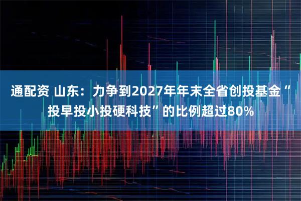 通配资 山东：力争到2027年年末全省创投基金“投早投小投硬科技”的比例超过80%